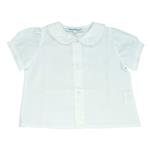 M / C cotton shirt with round collar and flower embroidery - Nonna Magali