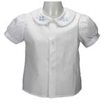 Cotton shirt M / C round neck serpentine and embroidery - Nonna Magali