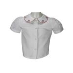 Cotton piqué shirt M / C puffed flower collar with bow embroidery - Nonna Magali