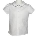 Camicia in cotone bianco  maniche corte colletto tondo con profilo a serpentina - Magia di Nonna