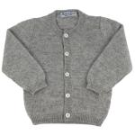 Korean cashmere cardigan with ribbed profiles, right buttoning - Nonna Magali